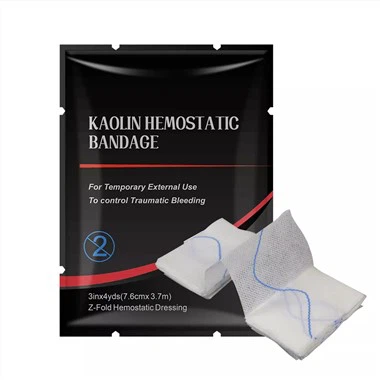 100% 25 Algodón Y Estéril Caolín Hemostático Gasa 3 pulgadas X4 yardas Herida Cuidado Vendaje